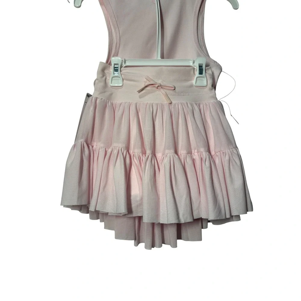 Yogalicious NWT Girls 2pc Set Rib Tank Mesh/Skort Pink Festival Bloom M/10